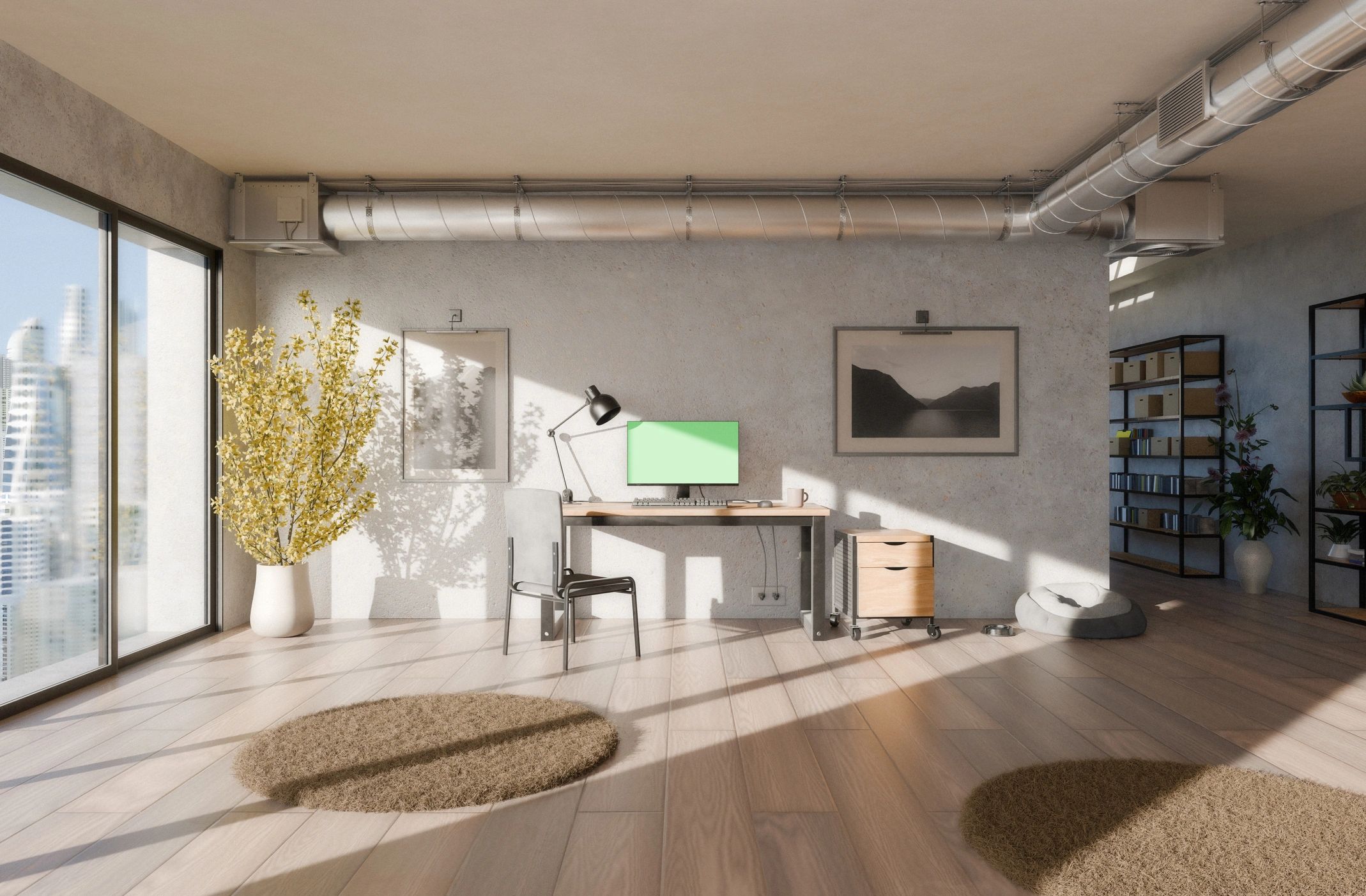 Bright studio desk with room for creative planning